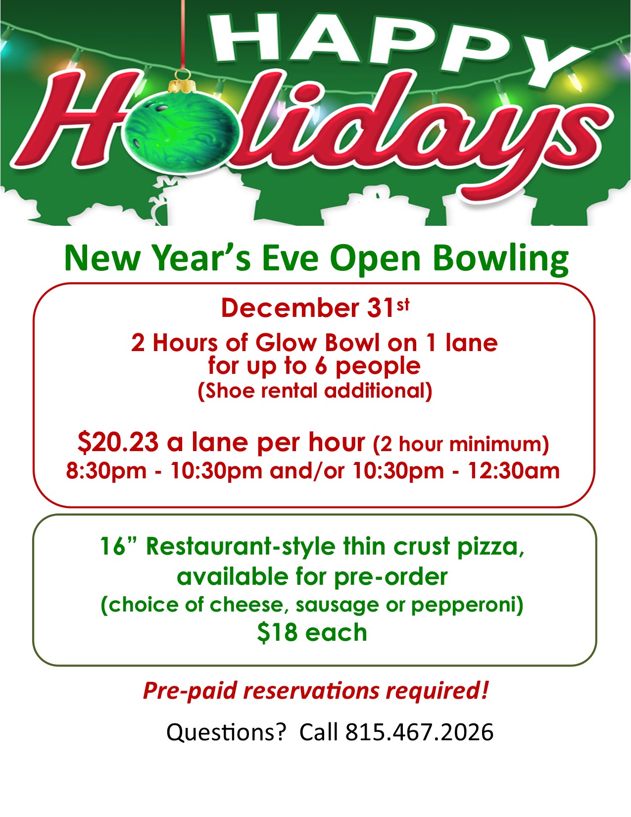 New Years Eve Open Bowling